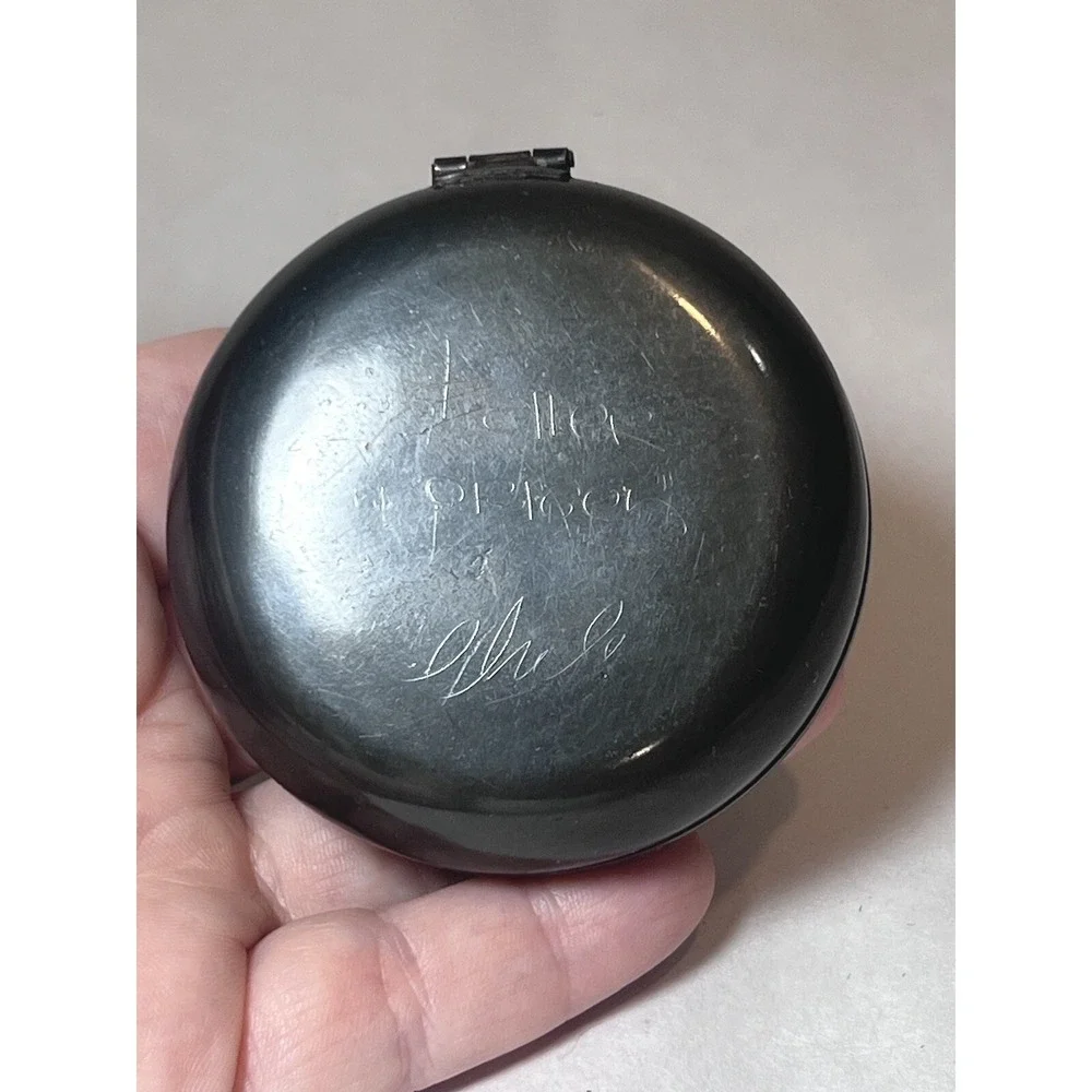 Vintage Modernist Taller‎ Origen Chile Round Brass Swan Lapis Box Signed Trinket